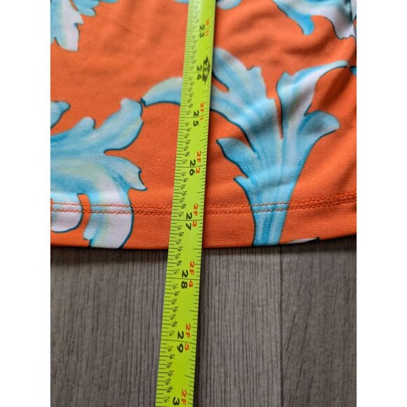 passport Susan Graver Orange Blue Floral 2X Peasant Top W/ Rhinestone Accents - Picture 9 of 10